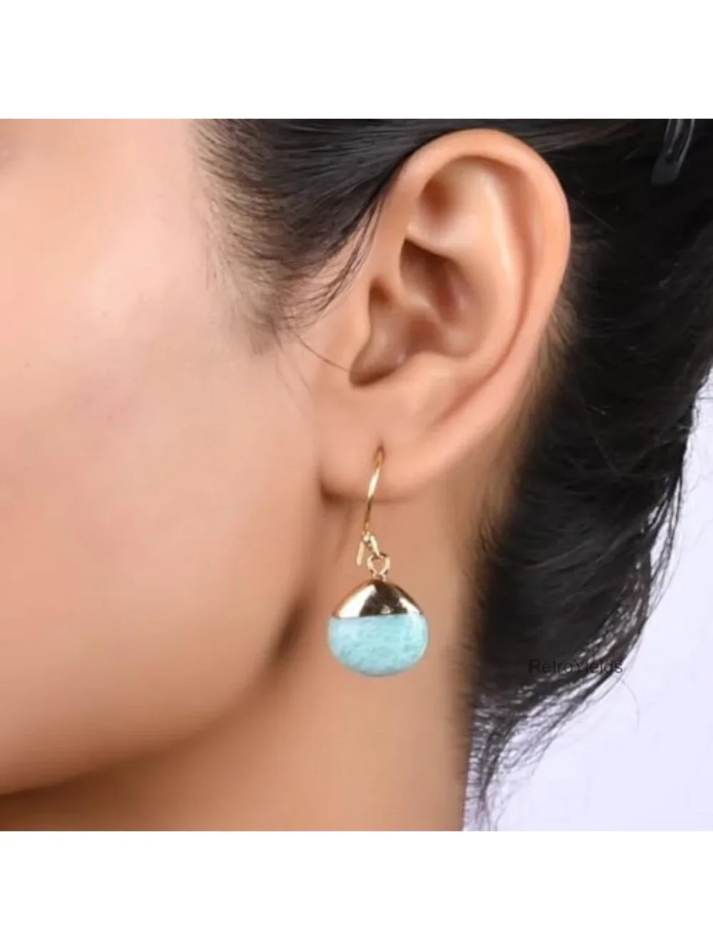 Handmade 14k Gold Plated Teardrop Dangle Earrings Natural Gemstone